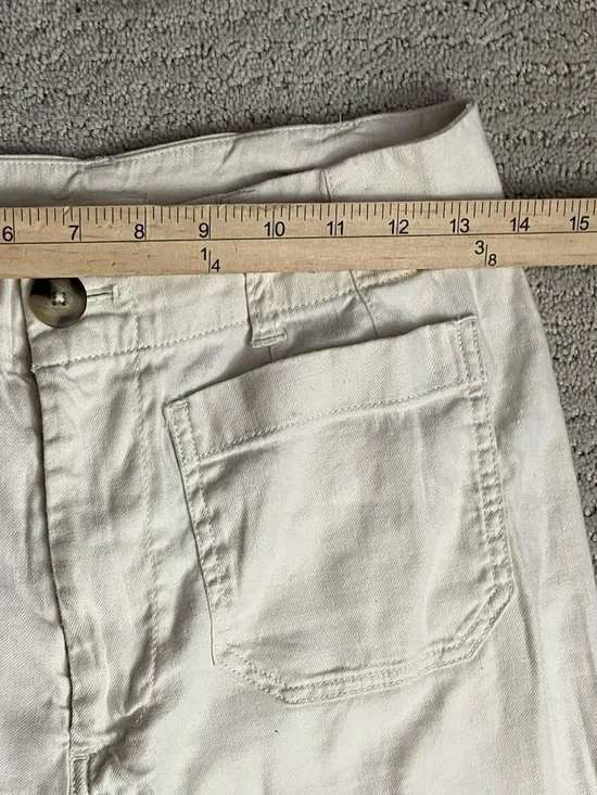 Anthropologie Maeve The Collette Linen Blend Wide Leg Pant In Ivory Cropped - Picture 5 of 13